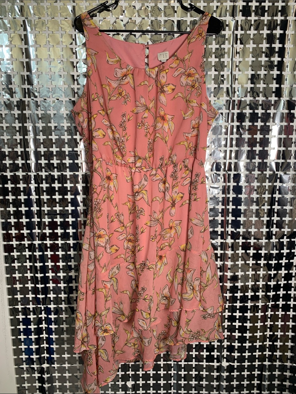 a new day Pink Floral Asymmetrical Sleeveless Dress
